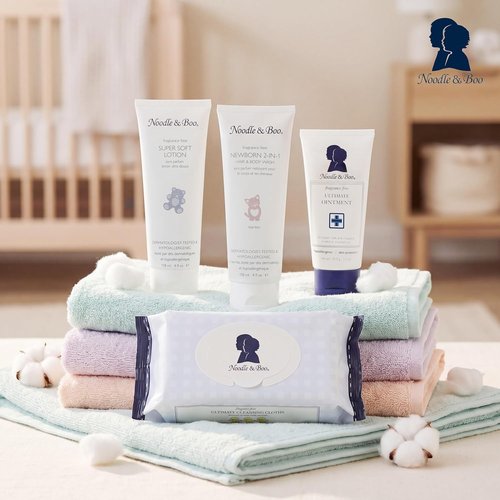 Noodle & Boo Fragrance-Free Baby Skincare Bundle - 4 Essential Products for Sensitive Skin