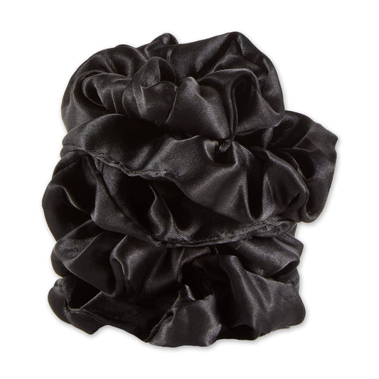 Hadley Wren Women's Scrunchie Collection, 5 Piece Set, Satin Black, One Size