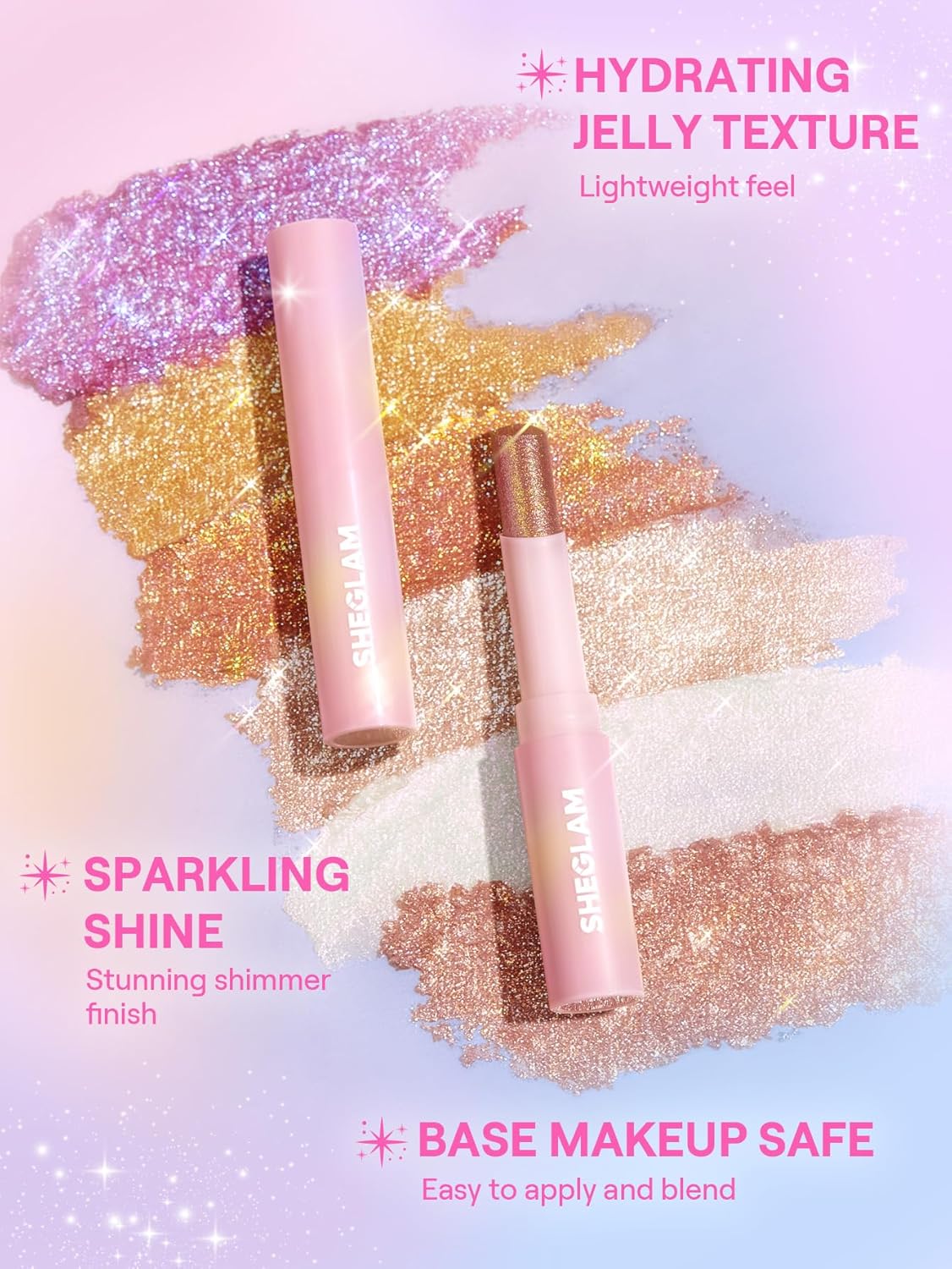SheGlam Crystal Jelly Glaze Stick | Long-Lasting Shimmer Eye Shadow & Eyeliner - Champagne Gleam