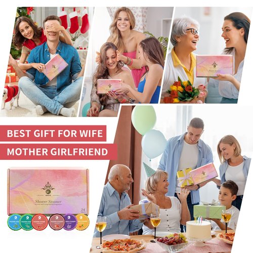 MR MIRYE Shower Steamers Aromatherapy, 24-Pack Shower Bombs Birthday Gifts for Women, Valentine's Day Gift with Eucalyptus Mint Lavender Watermelon Grapefruit Tangerine Essential Oils