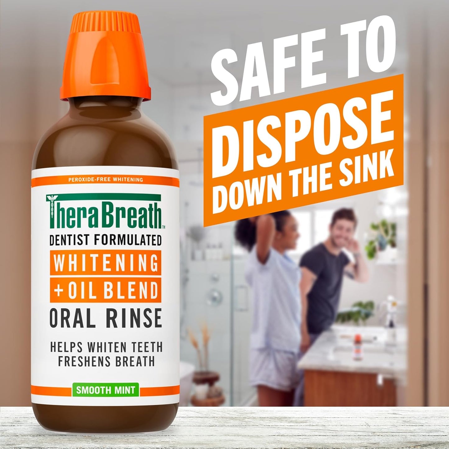 TheraBreath Whitening Mouthwash - Alcohol-Free & Peroxide-Free Oral Rinse, Smooth Mint, 16 Fl Oz