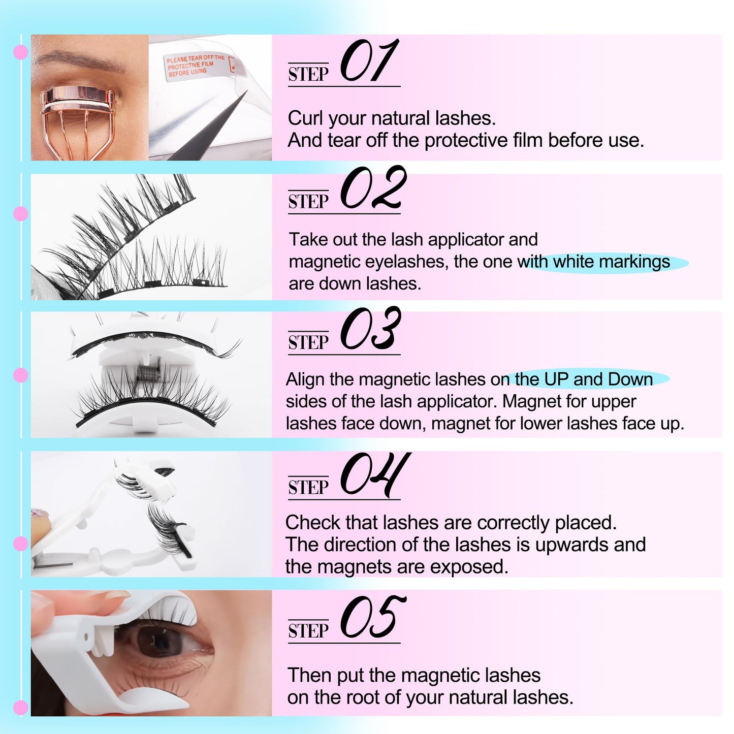 Magnetic Eyelashes without Eyeliner Reusable Magnetic Eyelashes Natural Look Magnetic Eyelashes with Applicator Manga Lashes with Magnets Wispy Magnetic Lashes by Lanflower