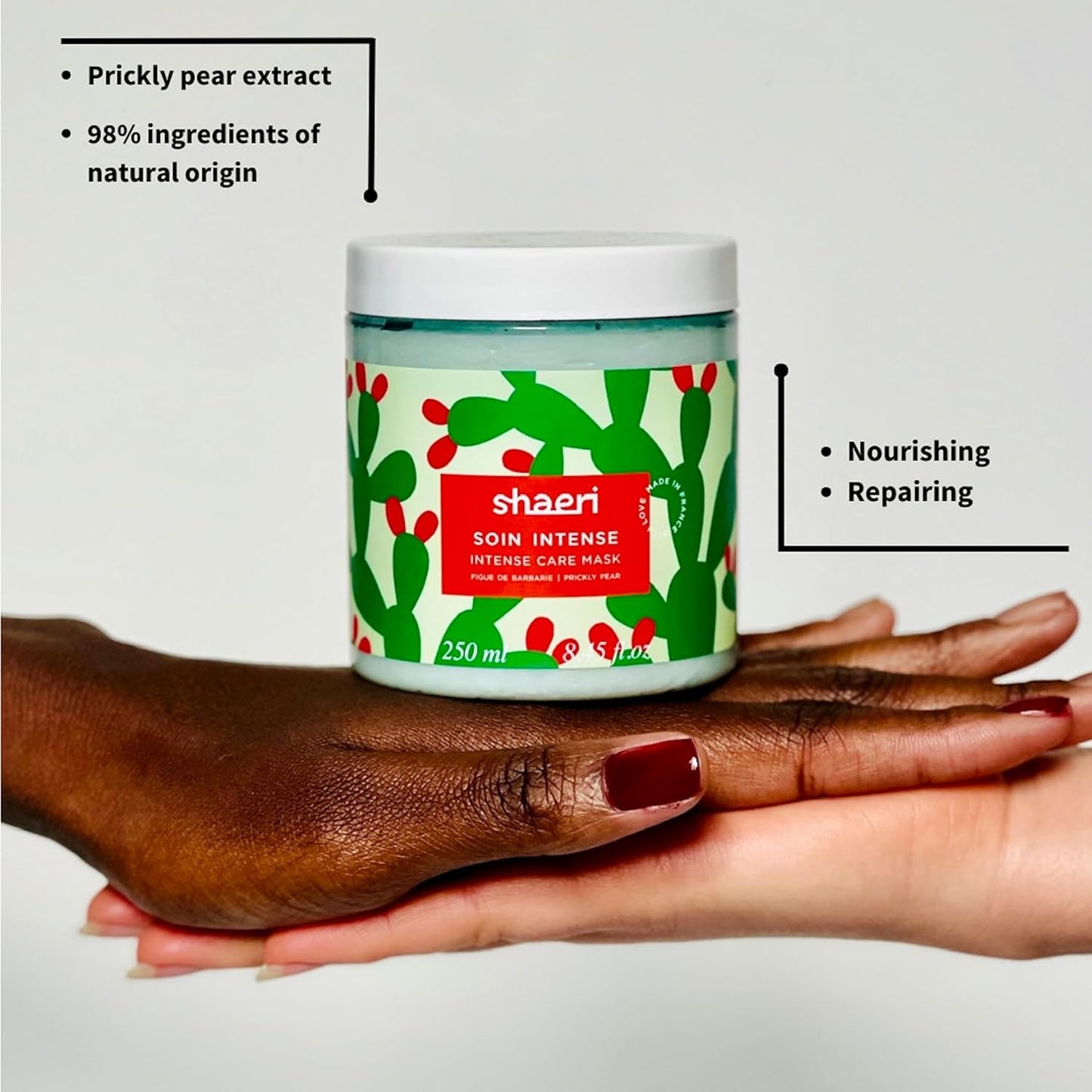 SHAERI Intense Care Hair Mask - Deep Conditioning Treatment with Prickly Pear Extract - 8.4 oz Natural & Sulfate-Free