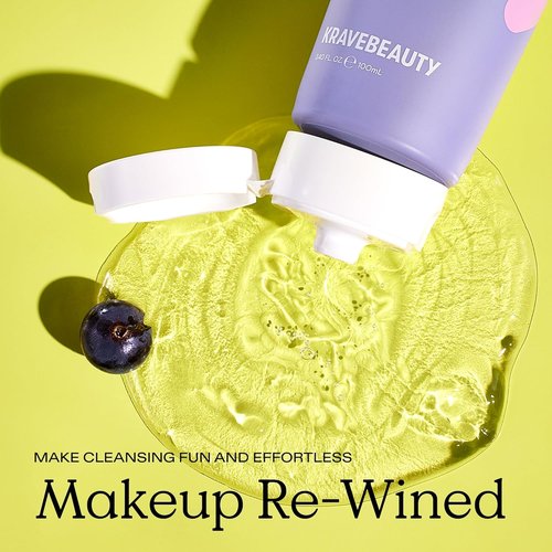 KraveBeauty Cleansing Oil - Transforming Jelly Makeup Remover with Sunflower & Grape Seed Oils | Fragrance-Free, 100 mL