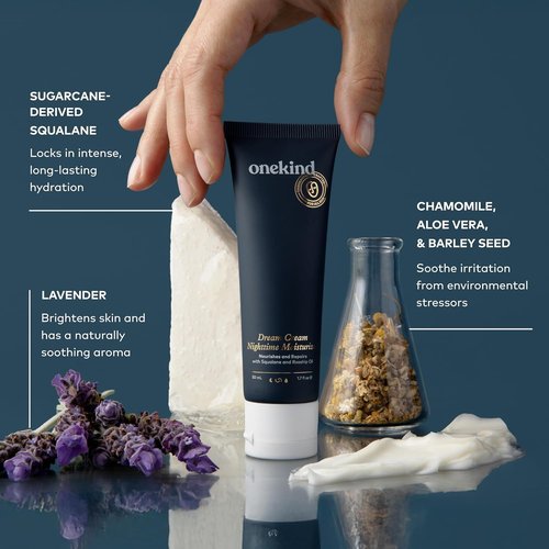 Onekind Night Moisturizer - Hydrating Dream Cream for Anti-Aging with Squalane & Rosehip - 1.7 oz