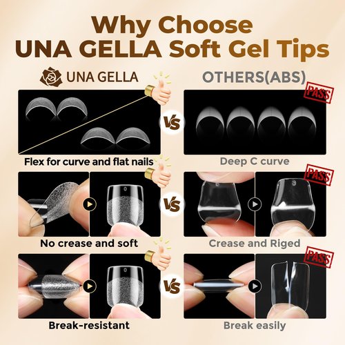 UNA GELLA Extra Short Nail Tips: 504pcs Square Fake Nails Pre-shape XS Short Square Press on Nails Gel Tips Full Cover Acrylic Nails False Nails for DIY Salon 12 Sizes