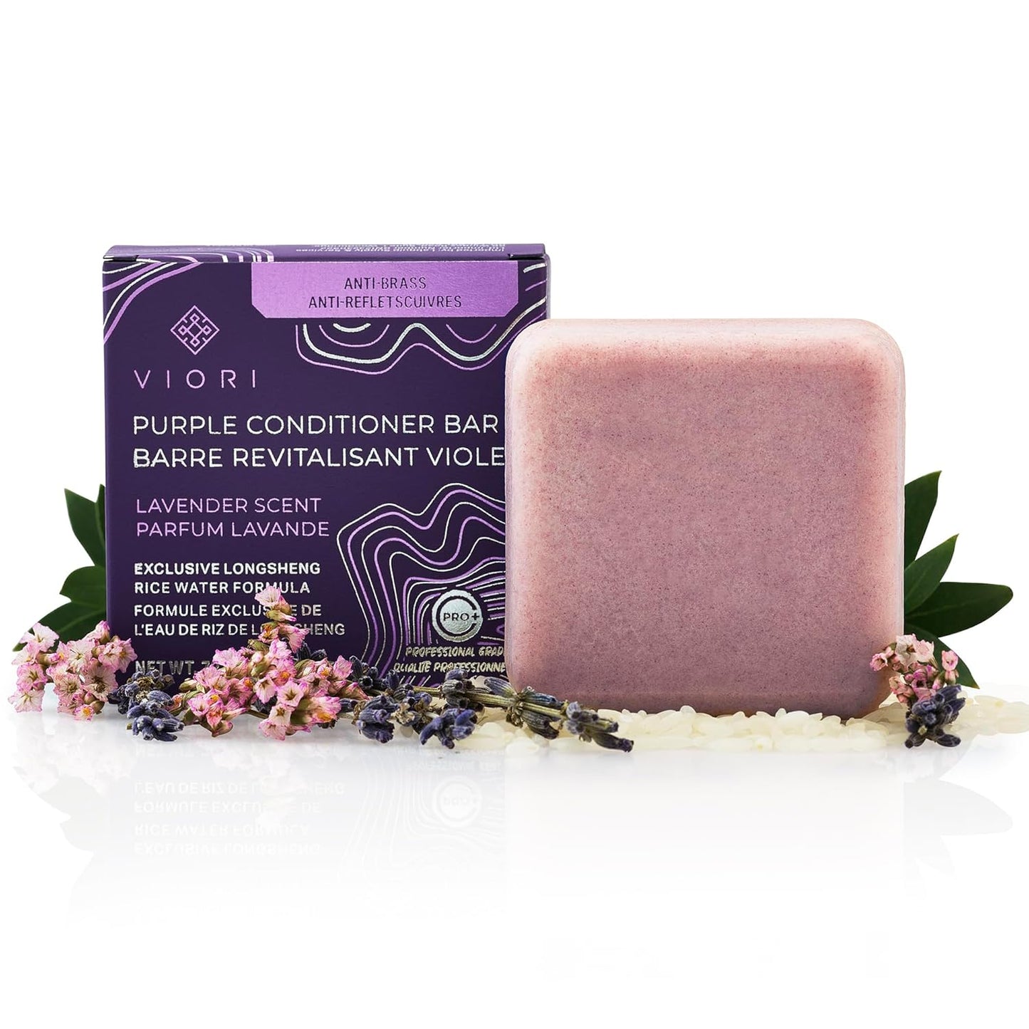 Viori Purple Conditioner Bar - Handcrafted with Longsheng Rice Water for Blonde Hair - Neutralizes Brassy Tones