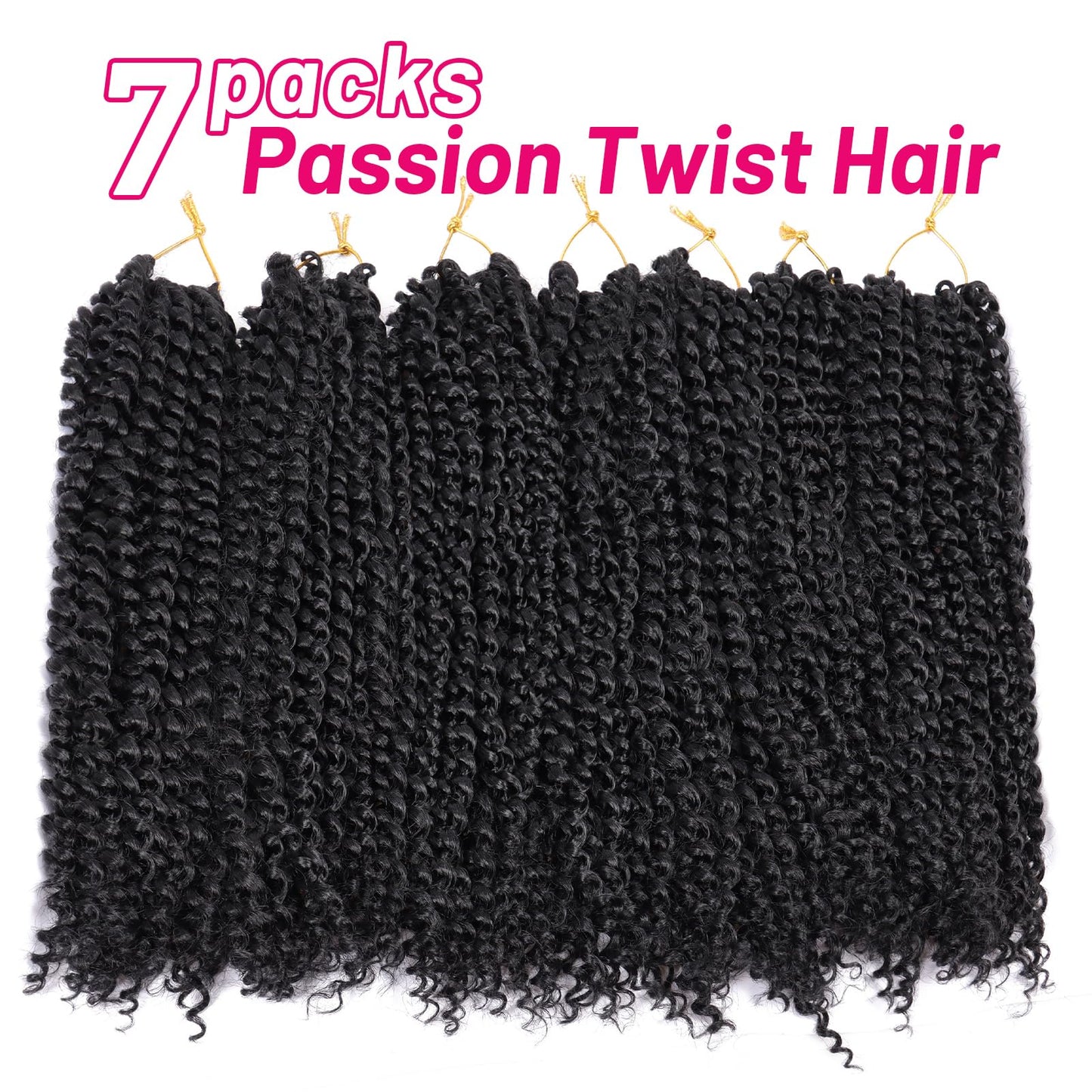 Dorsanee Passion Twist Hair 16 Inch 7 Packs Water Wave Crochet Hair Long Bohemian Curly Braiding Hair for Butterfly Locs, Faux Locs, Boho Style Spring Twist Crochet Braids (1B#)