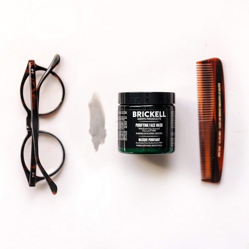 Brickell Men's Purifying Charcoal Face Mask - Natural Detoxifying Facial Treatment, 4 Oz, Unscented