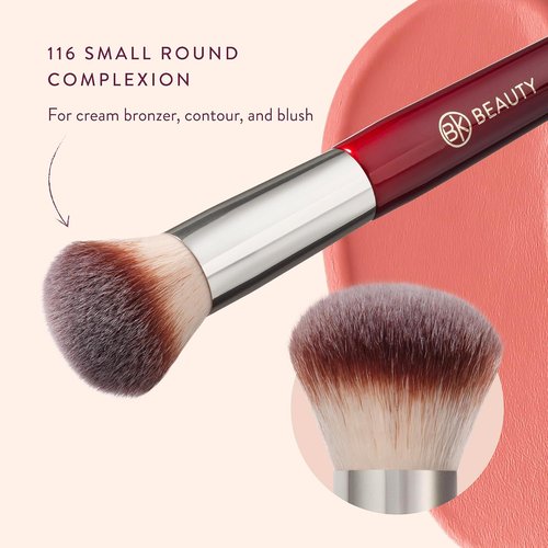 BK Beauty 116 Small Round Complexion Brush - Precision Makeup Tool for Cream Blush, Contour & Foundation, Vegan Bristles