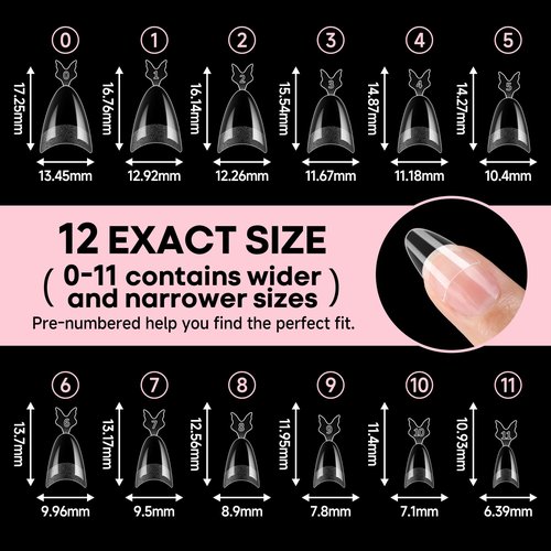 UNA GELLA Gel Nail Tips Almond Shape: 504pcs Medium Almond Nail Tips Half Cover Upgrade Soft Gel Matte Design for DIY Press On Nails Acrylic False Nails Tips 12 Sizes