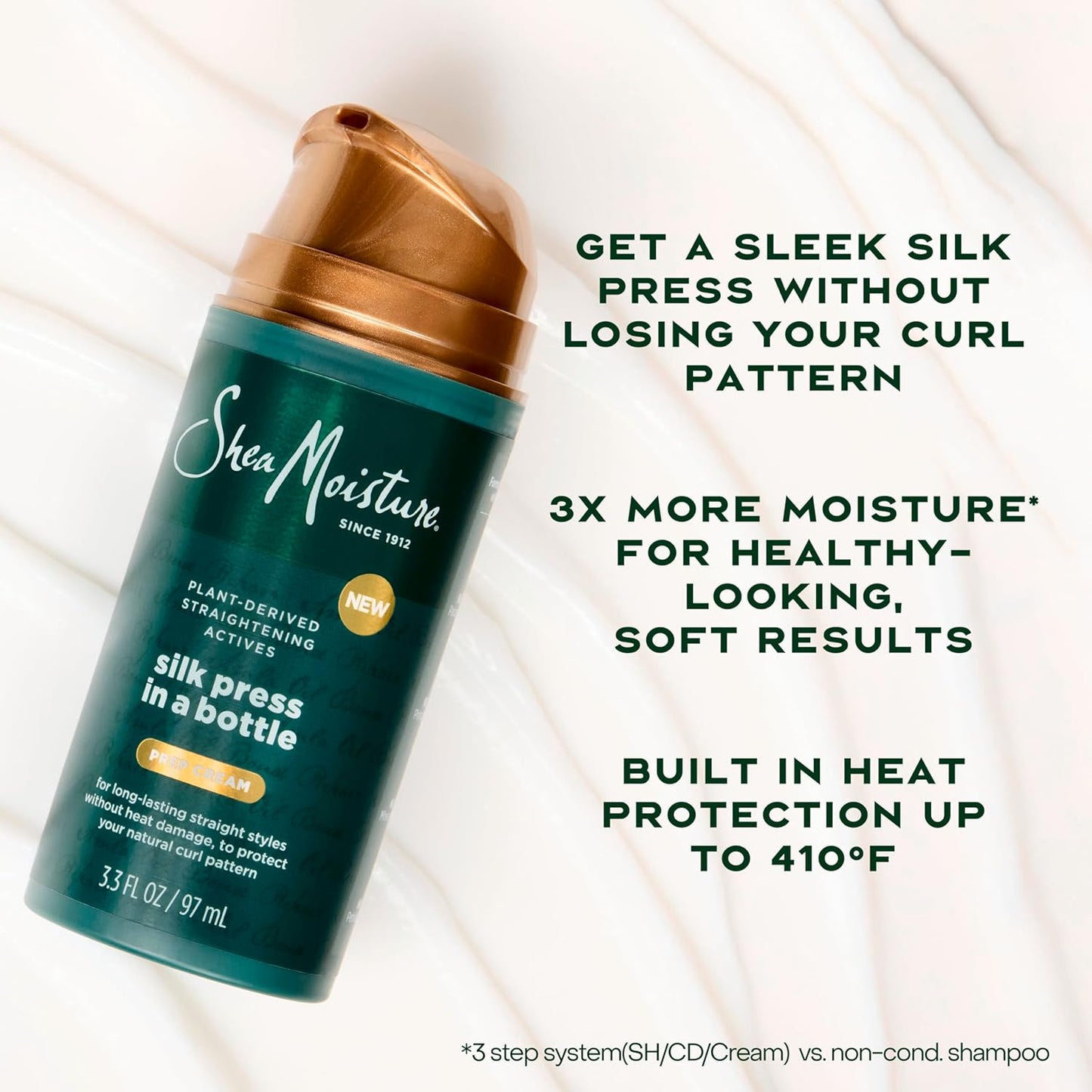 SheaMoisture Silk Press Prep Cream - Heat Protection with Alma Oil & Hydroplex Technology | 3.3 fl oz