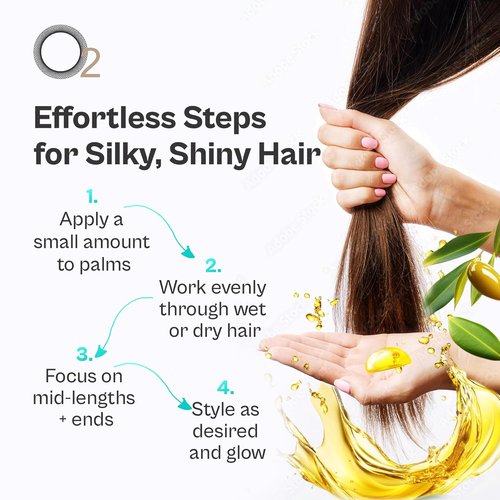 O2 Liquid Gold Argan Oil Treatment - Lightweight Formula Repairs Split Ends, Eliminates Frizz & Adds Shine