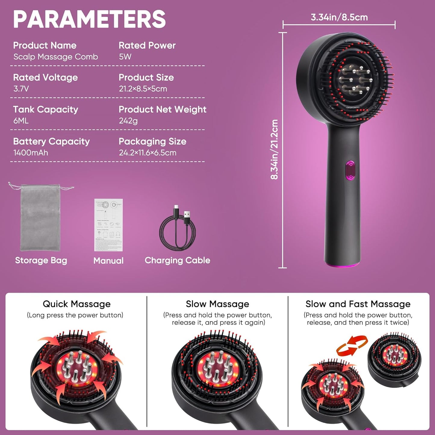 Skiennix 3-in-1 Scalp Massager - Electric Hair Growth Oil Applicator | IPX7 Waterproof Design