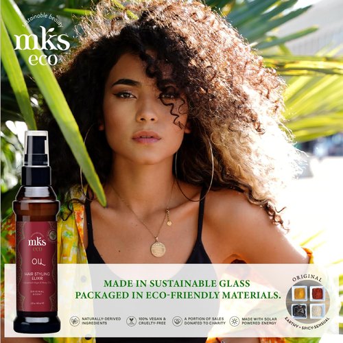 MKS Eco Oil - Hair Styling Elixir with Moroccan Argan & Hemp Seed Oils - Nourish, Control Frizz, Vegan