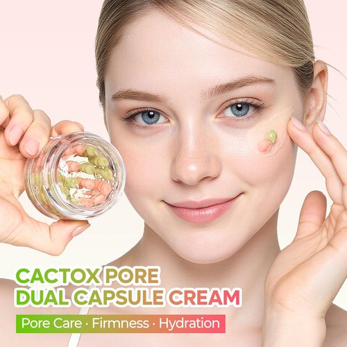 Dr. Melaxin Cactox Pore Dual Capsule Cream - Hydrating Pore Minimizing Face Cream with Cactus Extract & Vegan Collagen