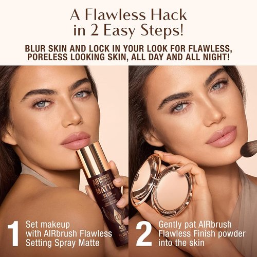 Charlotte Tilbury Airbrush Flawless Matte Setting Spray - Ultra-Fine Mist for 16-Hour Makeup Wear | Soothes & Blurs Pores