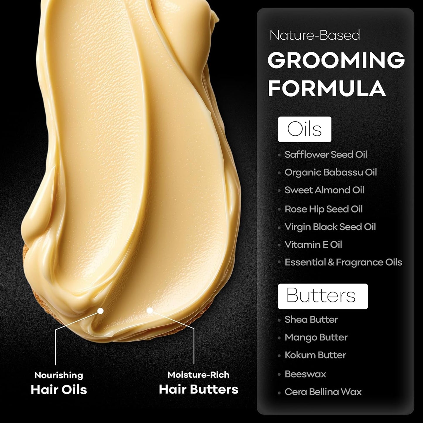 BAHAWAT Hair & Beard Butter for Men - Unscented Leave-In Conditioner for Strengthening & Softening - 2 oz