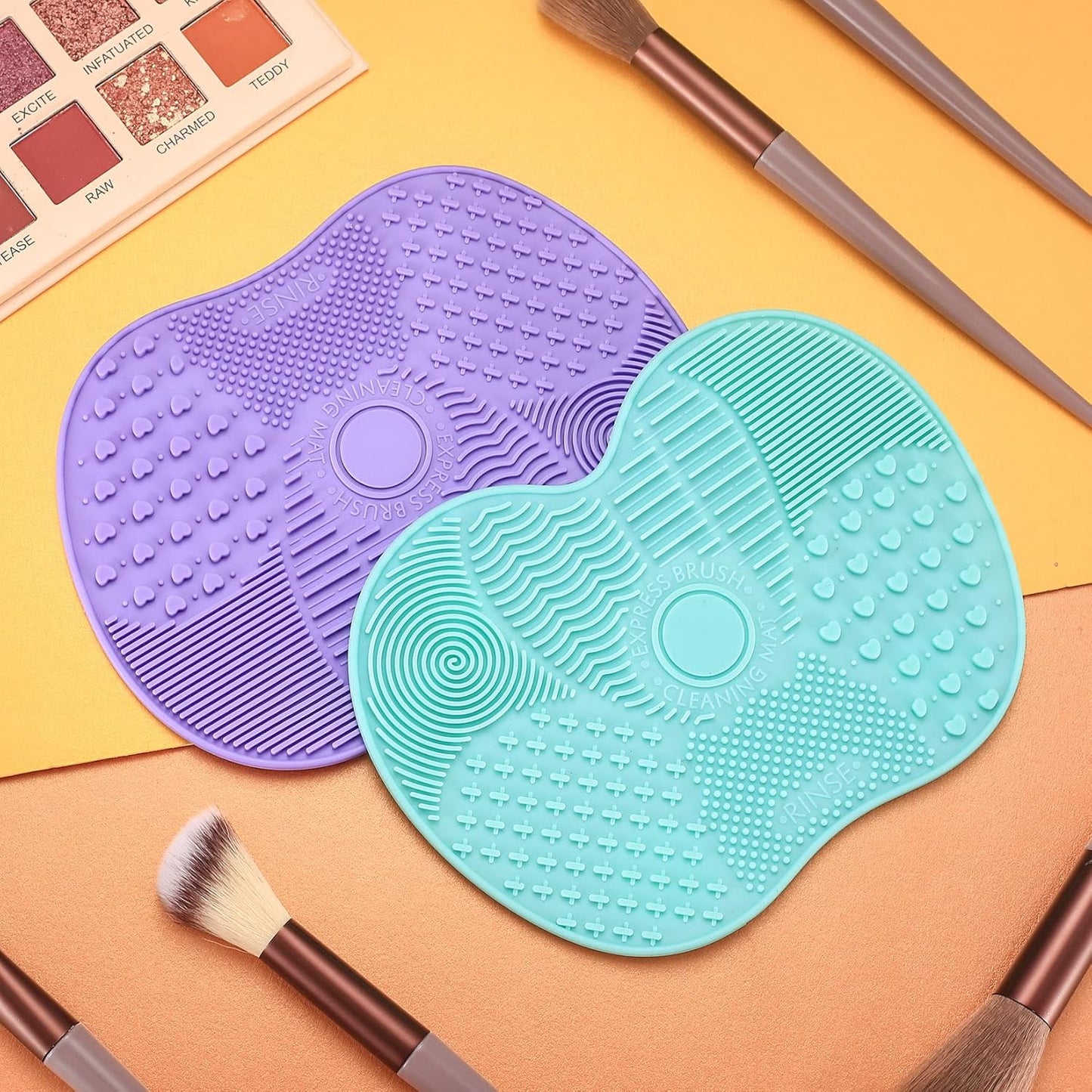 Skiennix Silicone Makeup Brush Cleaning Mat - Portable Suction Cup Tool for Easy Brush Care | 2 Pcs Set
