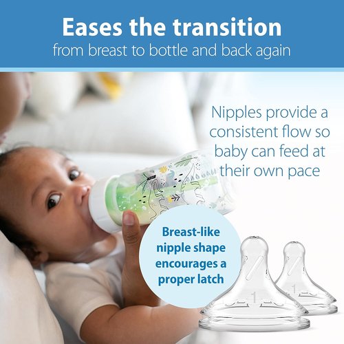 Dr. Brown's Baby Bottle - Anti-Colic Wide-Neck Designer Edition Dino Decos, 9oz, BPA-Free, 2-Pack