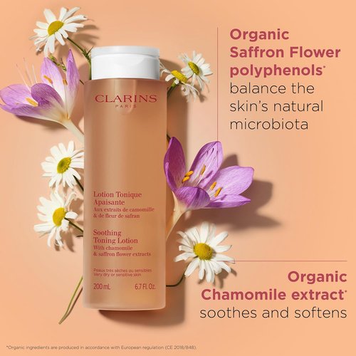 Clarins Soothing Toning Lotion - Softens & Hydrates Skin in 14 Days | Alcohol-Free with Camomile Extract