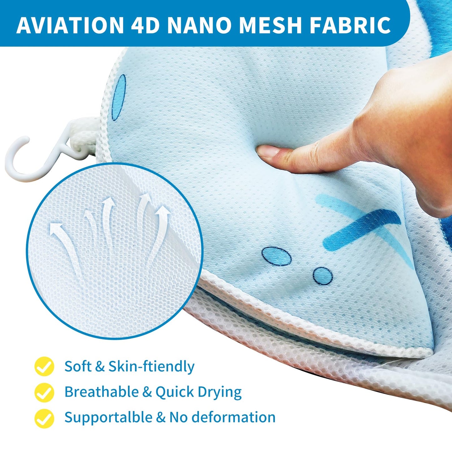 MANDREX Bath Pillow, Bath Pillow for Tub, Luxury Bathtub Pillow for Neck and Back Support,4D Mesh Fabric and Non-Slip Suction Cups,Relaxing Bath Accessories for Women and Men,Fits All Bathtubs