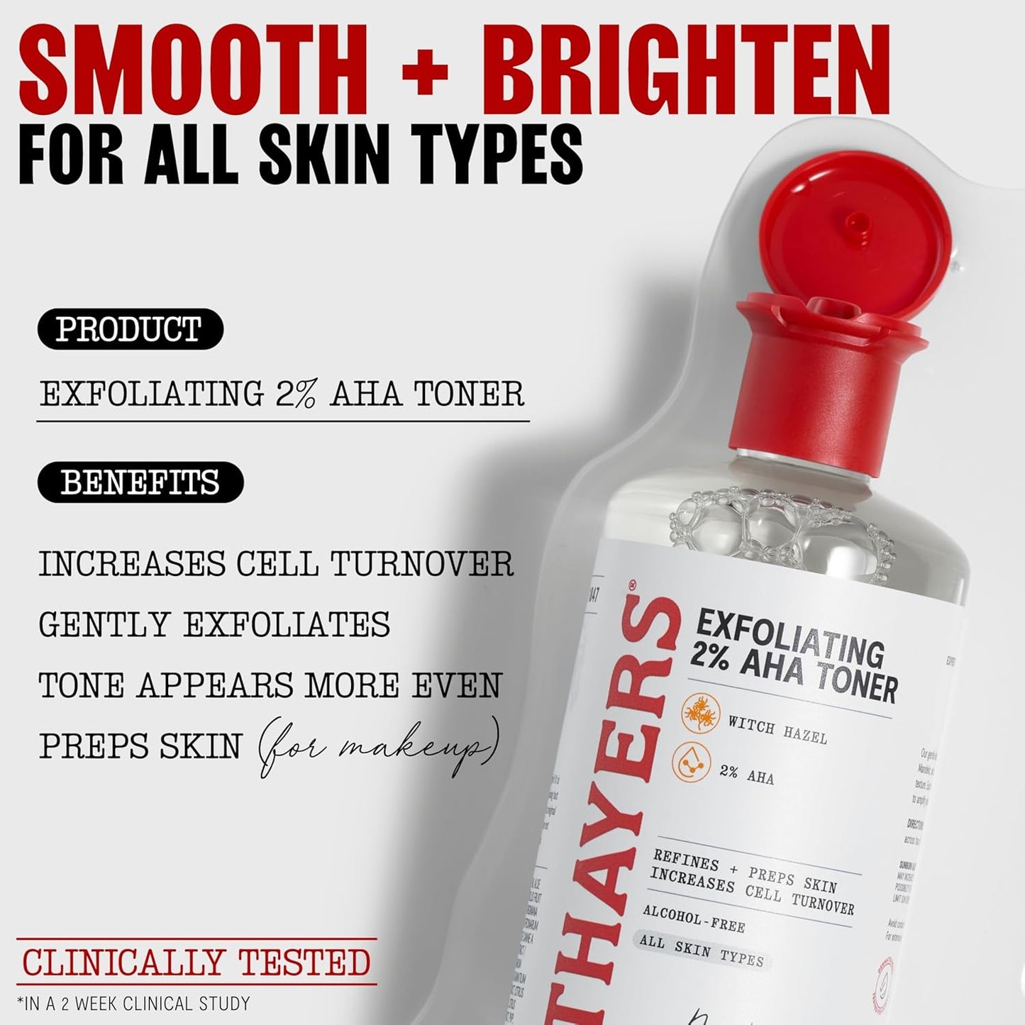 Thayers 2% AHA Exfoliating Toner - Brightening Formula with Glycolic Acid & Witch Hazel | 12 Fl Oz