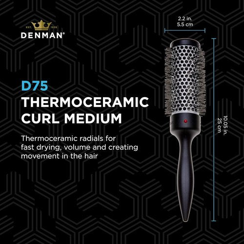 Denman Thermo Ceramic Hourglass Hot Curl Brush - Versatile Hair Curling & Straightening Tool - Gray
