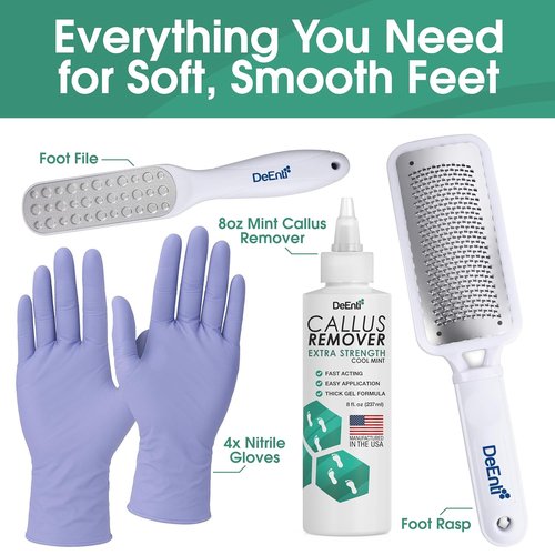 DeEnti Callus Maintenance Pack - Mint Scented Remover, Metal Rasp & Foot File | Salon-Grade Home Care Kit