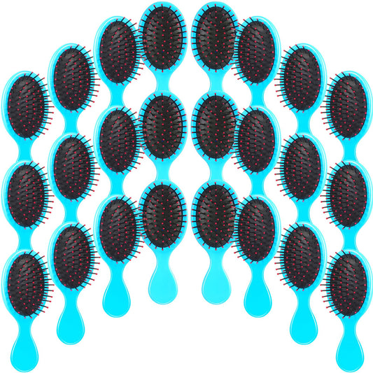24 Pcs Mini Brush Hairbrush for Kids Girls Wet Little Travel Hairbrush Mini Hair Brush Detangling Soft Bristles Hair Brush for Most Hair Types Smoothing with Ease Knots (Blue)