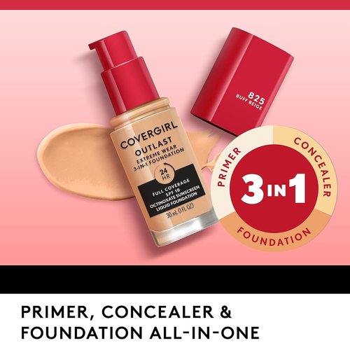 Covergirl Outlast Extreme Wear Liquid Foundation - Full Coverage, SPF 18, Toasted Almond, 1 Fl. Oz.
