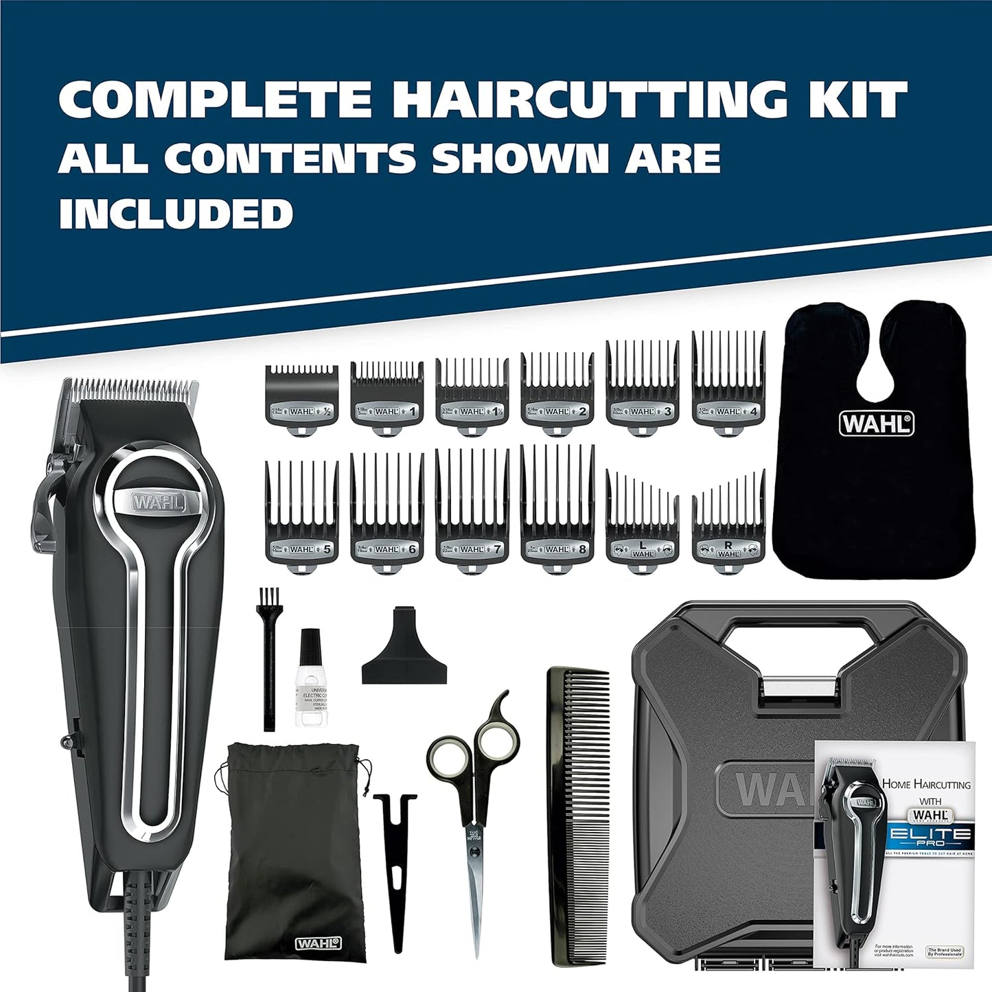 Wahl USA Elite Pro Hair Clipper - High-Performance Corded Grooming Kit for Men | Model 79602M