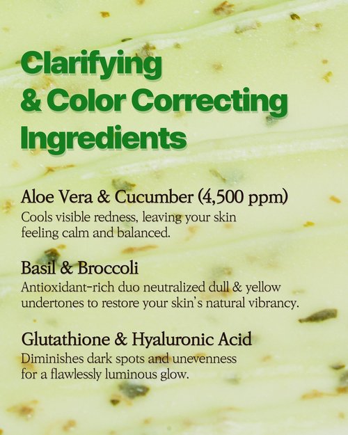 Cucumber Basil Face Mask Korean Skincare | Cooling Wash-Off Mask for Redness Relief & Sensitive Skin | Green Smoothie Mask with 3,500ppm Cucumber, Glutathione & 8 Types Hyaluronic Acid | K-Beauty