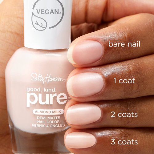 Sally Hansen Good. Kind. Pure. Nail Polish | Plant-Based, Vegan, 16-Free Formula | Sheer, Glossy | 20 Almond Milk | Sheer Nude Nail Color
