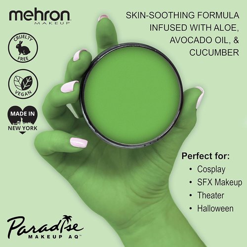 Mehron Makeup Paradise AQ Refill | Water Activated Face & Body Paint for Performance | 1.4 oz - Light Green