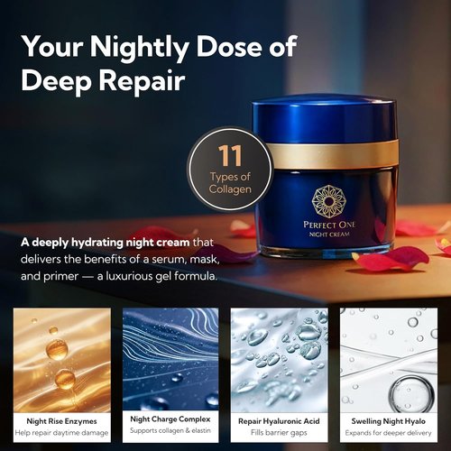 Perfect One Night Cream - Japanese Anti-Aging Moisturizer with Collagen & Hyaluronic Acid | Hydrating & Firming | 1.16 oz