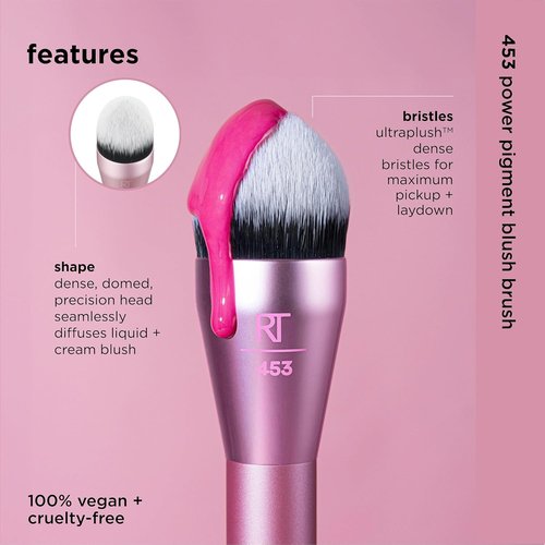 Real Techniques Power Pigment Blush Brush - Precise Application for Liquid & Cream Blush | Vegan & Cruelty-Free
