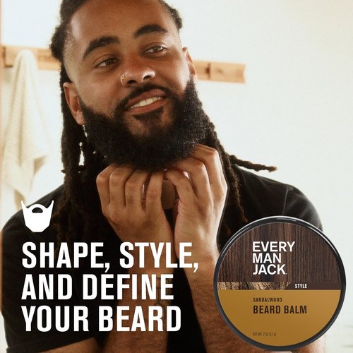 Every Man Jack Beard Styling Balm - Light Sandalwood Scent - Moisturizes & Styles - 2oz