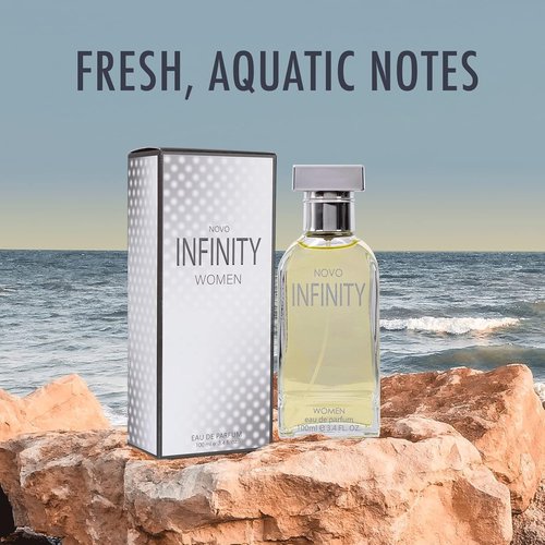 NovoGlow Infinity Eau De Parfum for Women - 3.4 Fl Oz | Refreshing Citrus Floral & Musk Fragrance, Perfect Gift for Any Occasion