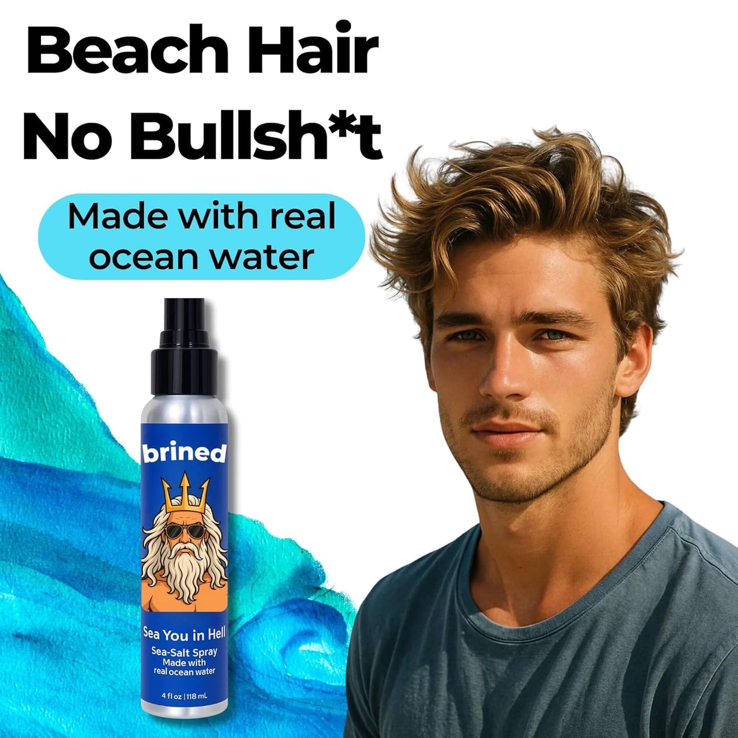 Sea Salt Spray for Hair by Real Ocean | Texturizing Beach Waves & Volume | Aloe, Kelp & Vitamin B5 | 4oz