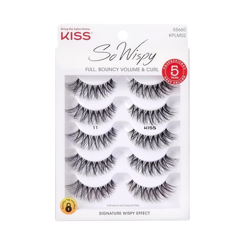 KISS So Wispy False Eyelashes - 12mm Reusable Lash Clusters | Includes 5 Easy-to-Apply Pairs