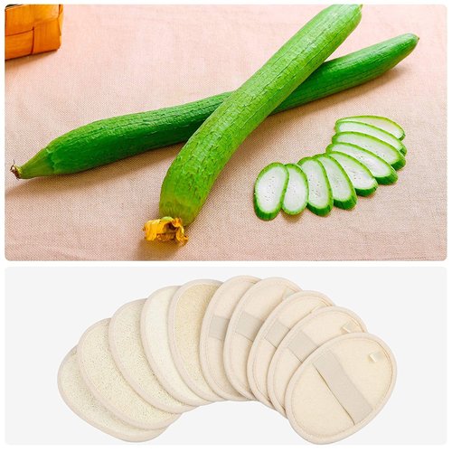 10-Pack Exfoliating Loofah Sponge Pads - Natural Luffa & Terry Cloth, Body Scrubbers for Shower & Bath Mooerca