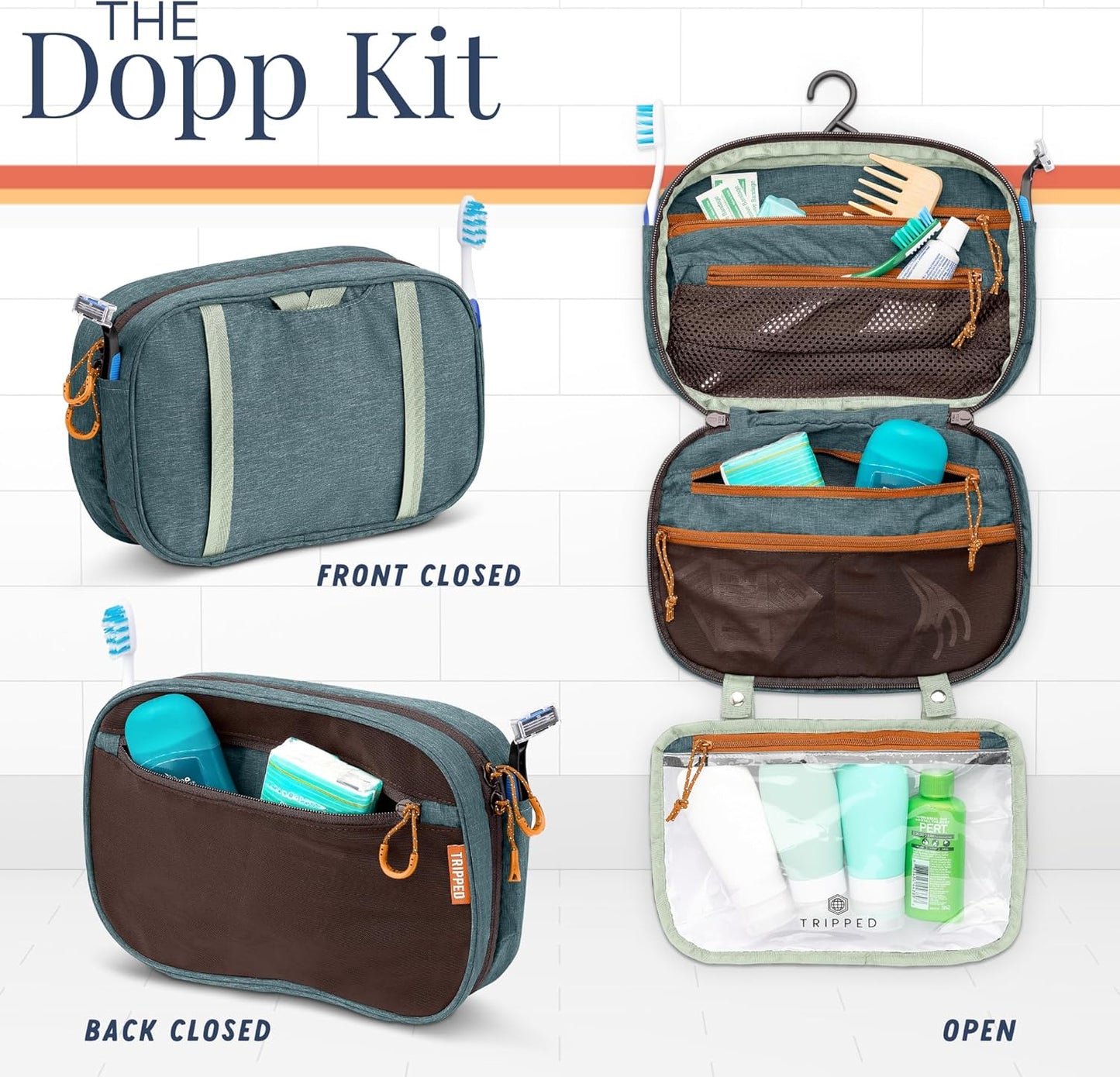 Skiennix Toiletry Bag Kit - Hanging Travel Organizer with TSA Cosmetic Liquid Bag & Ultralight Pouch