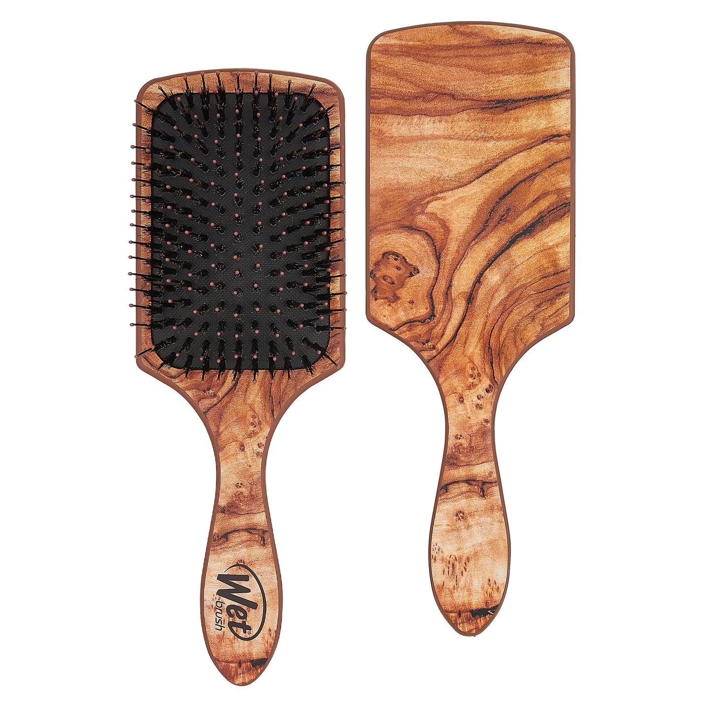 Wet Brush Paddle Hair Brush,Traditional Wood-Ultra-Soft IntelliFlexDetangling Bristles with AquaVentDesignForSpreading HairTreatmentsEvenly-Pain-Free Hair Brush For Women & Men,Shine Traditional Wood