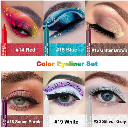 LemonSac 15PCS Colorful Eyeliner Pen Set - Professional Eye Makeup with Pearl & Matte Metallic Shades
