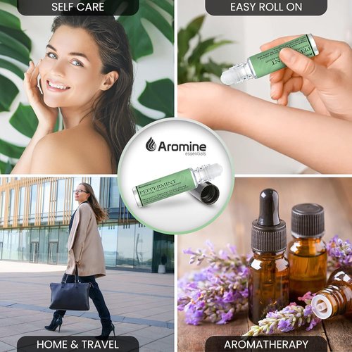 Peppermint Essential Oil Roll-On | Premium Therapeutic Grade Aromatherapy | Pre-Diluted 10ml (Pack of 2)