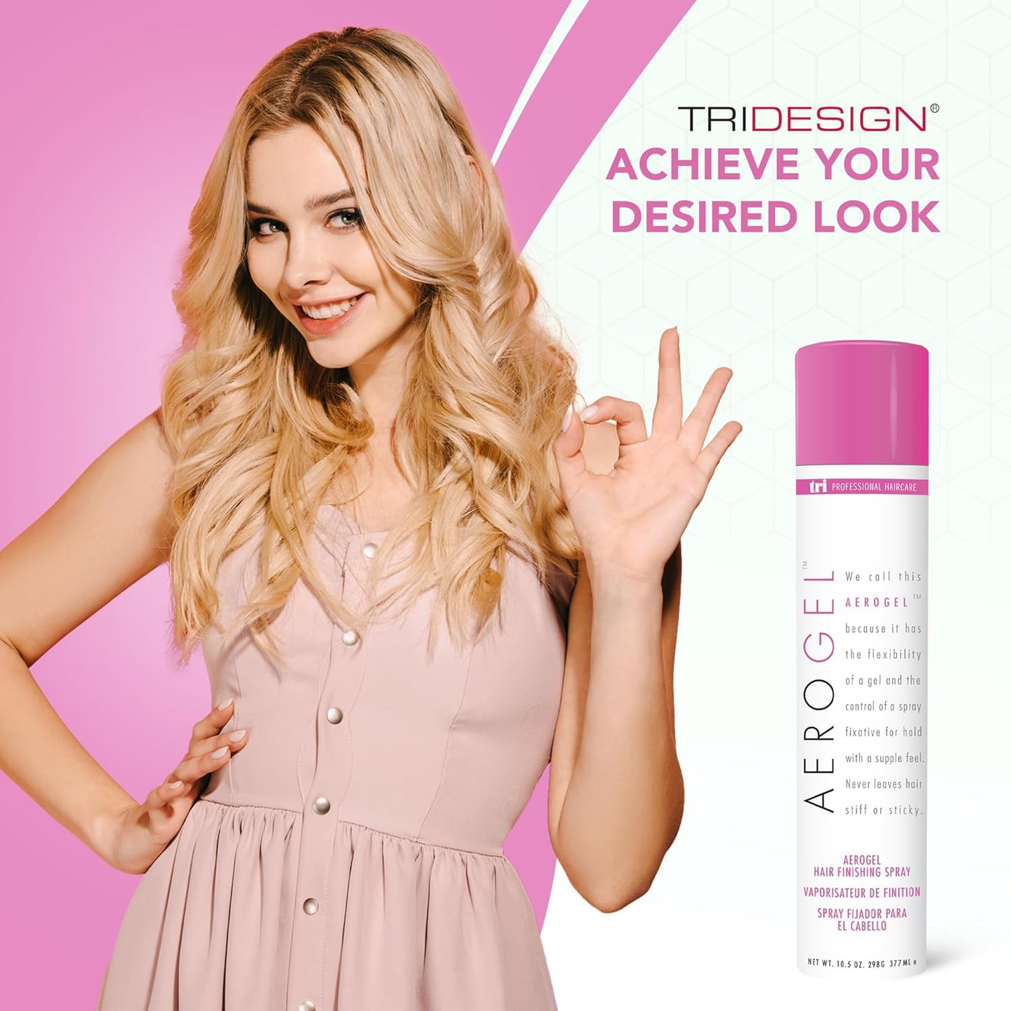 TRIDESIGN Aerogel Hairspray - Strong Hold Finishing Spray for Volumizing & Control - 10.5 Oz