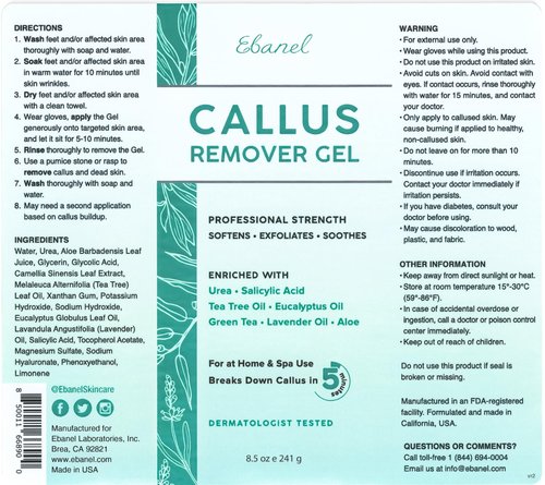 Ebanel Professional Callus Remover for Feet with 20% Urea, Epsom Salt, Salicylic Acid, Glycolic Acid, Heel Toe Foot Callus Remover Gel Peel Exfoliator Dead Skin Removal for Feet, Cracked Heel Repair