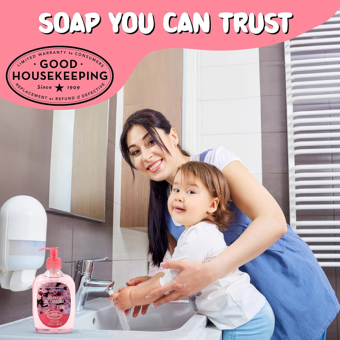 Simple Pleasures Premium Hand Soap Refills - Cherry Blossom Scent | 7.9 oz Bottle & 59 oz Jumbo Refill