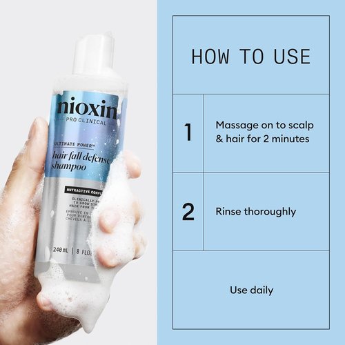 Nioxin Hair Fall Defense Shampoo - Activates Hair Follicles for Less Hair Loss | With Lauric Acid & Caffeine